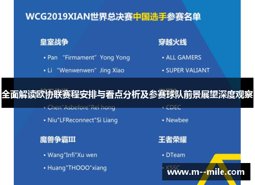 全面解读欧协联赛程安排与看点分析及参赛球队前景展望深度观察